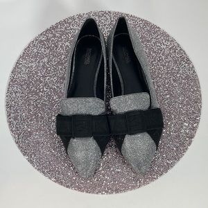 MICHAEL Michael Kors Black/ Silver Pointed-Toes Ballet Flats US 9.5